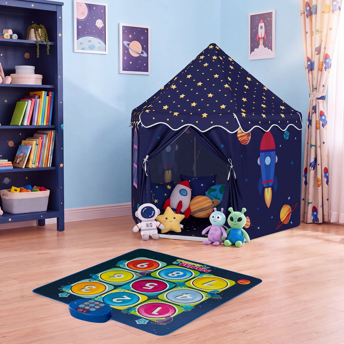Indoor Outdoor Play Tent with Dancing Mat Light Up Gift for Toddlers Ages 3-12