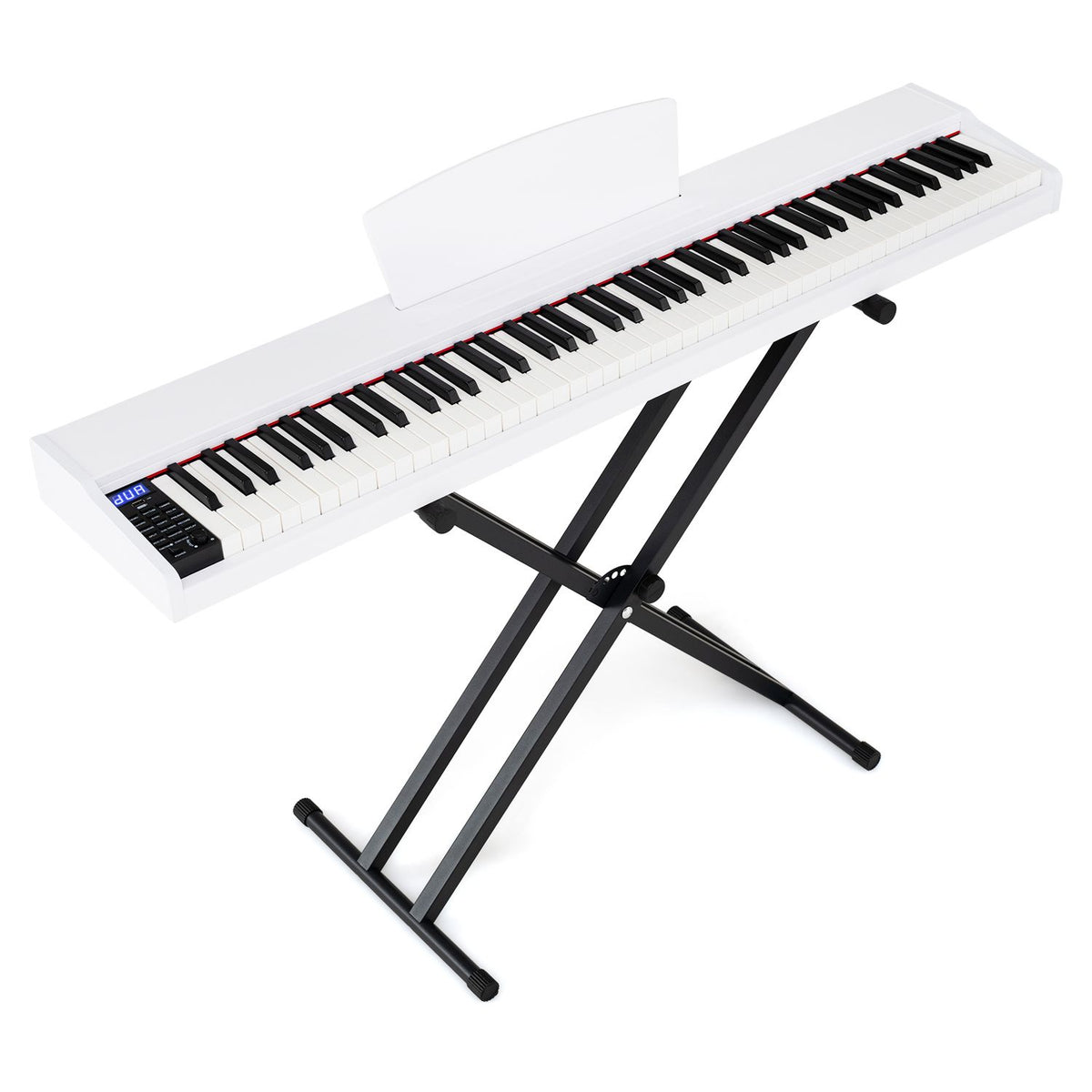 88-Key Portable Digital Piano Keyboard with Stand and Full-Size Semi-Weighted Keys-Black + White