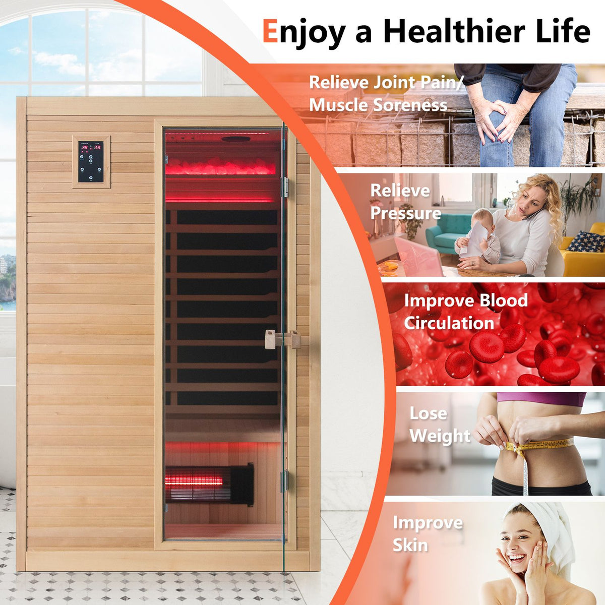2 People Far Infrared Wooden Sauna Room