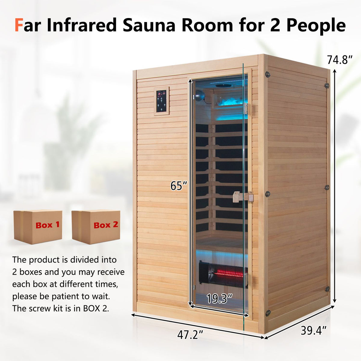 2 People Far Infrared Wooden Sauna Room