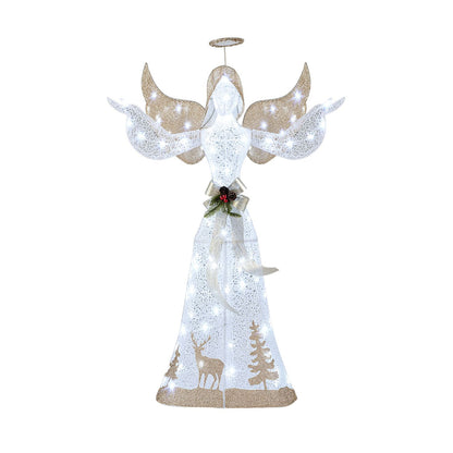5 Feet Pre-lit 3D Glittered Christmas Angel with 100 Cold White Lights