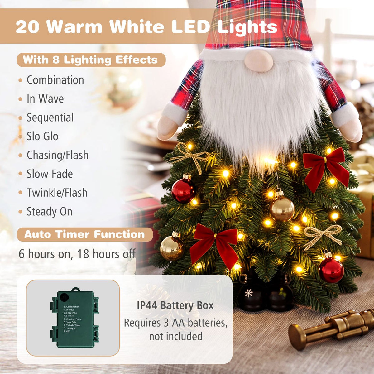 2 Pack 3 FT Pre-Lit Mini Tabletop Green and Red Artificial Christmas Tree Battery Operation
