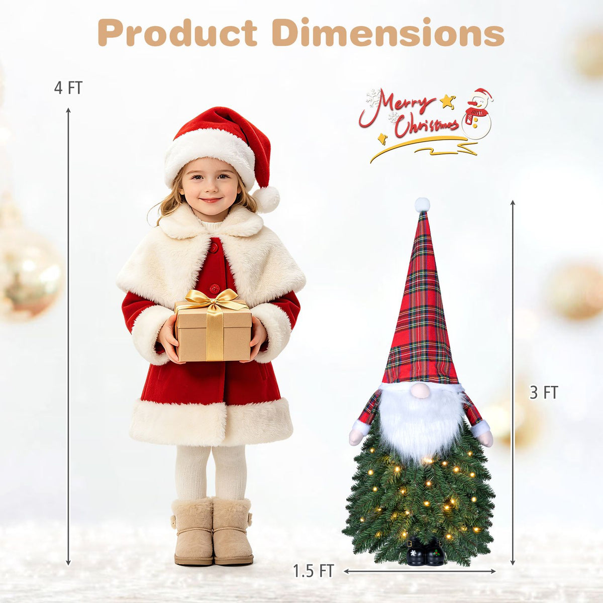 2 Pack 3 FT Pre-Lit Mini Tabletop Green and Red Artificial Christmas Tree Battery Operation