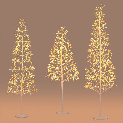 5/6/7 FT Lighted Birch Tree with 240/320/456 Warm White Light LED Lights and Weighted Base for Christmas