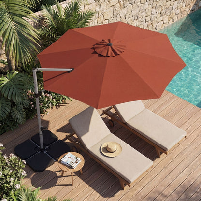 Outdoor Offset Umbrella Set with 11 FT Cantilever Patio Umbrella and Heavy-Duty 4-Piece Base