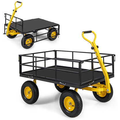 Utility Garden Wagon with 4 Removable Side Panels and 900/1200 LBS Load Capacity-43 X21 X 36 Inch - 53" X 30" X 42"