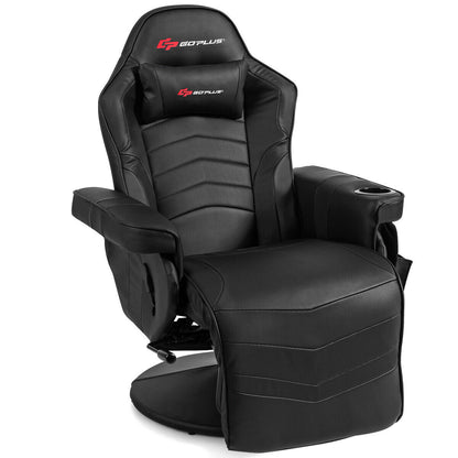 Ergonomic High Back Massage Gaming Chair with Pillow-Blue - Black