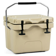 16 Quart 24-Can Capacity Insulated Ice Cooler with 2 Cup Holders-Khaki