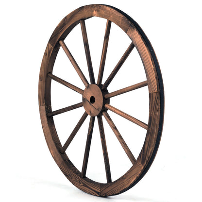 Set of 2 30-inch Decorative Vintage Wood Wagon Wheel