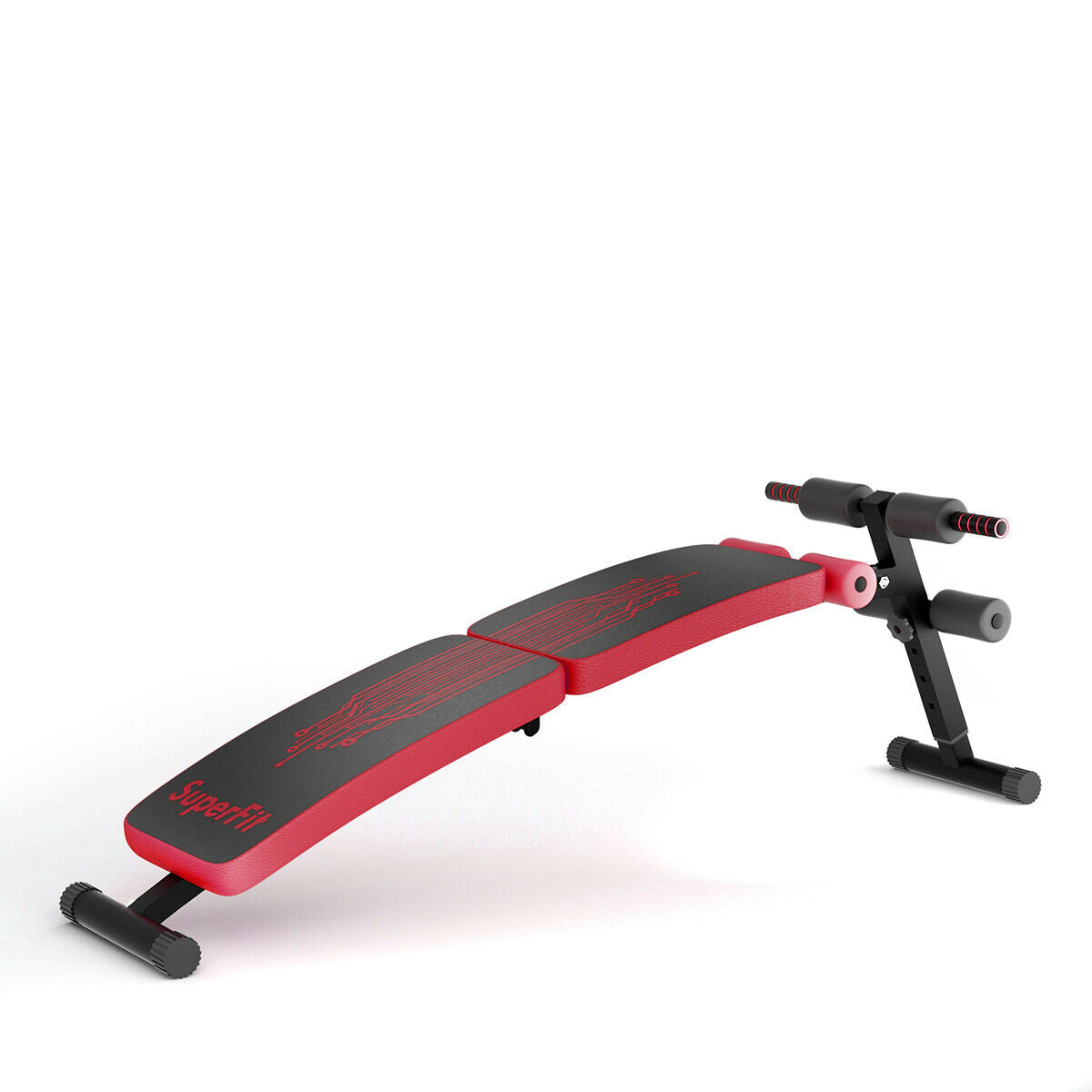 Abdominal Twister Trainer with Adjustable Height Exercise Bench-Red - Red