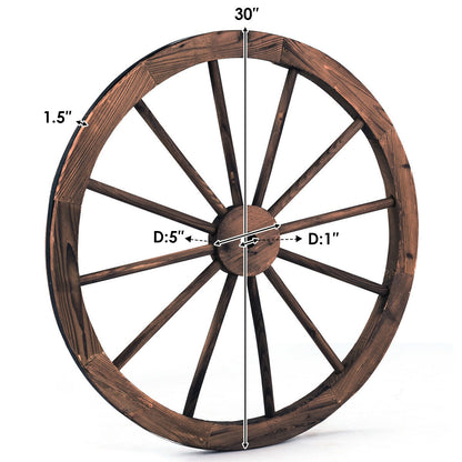 Set of 2 30-inch Decorative Vintage Wood Wagon Wheel