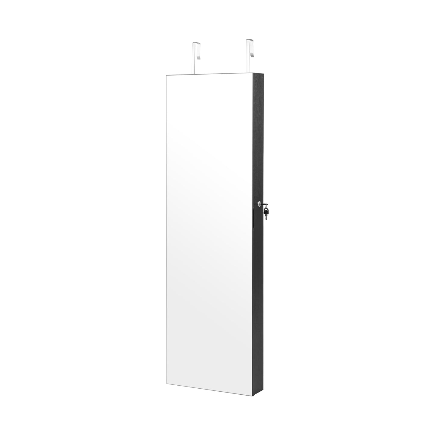 Wall Mounted Jewelry Cabinet with 3-Color Lights-Black