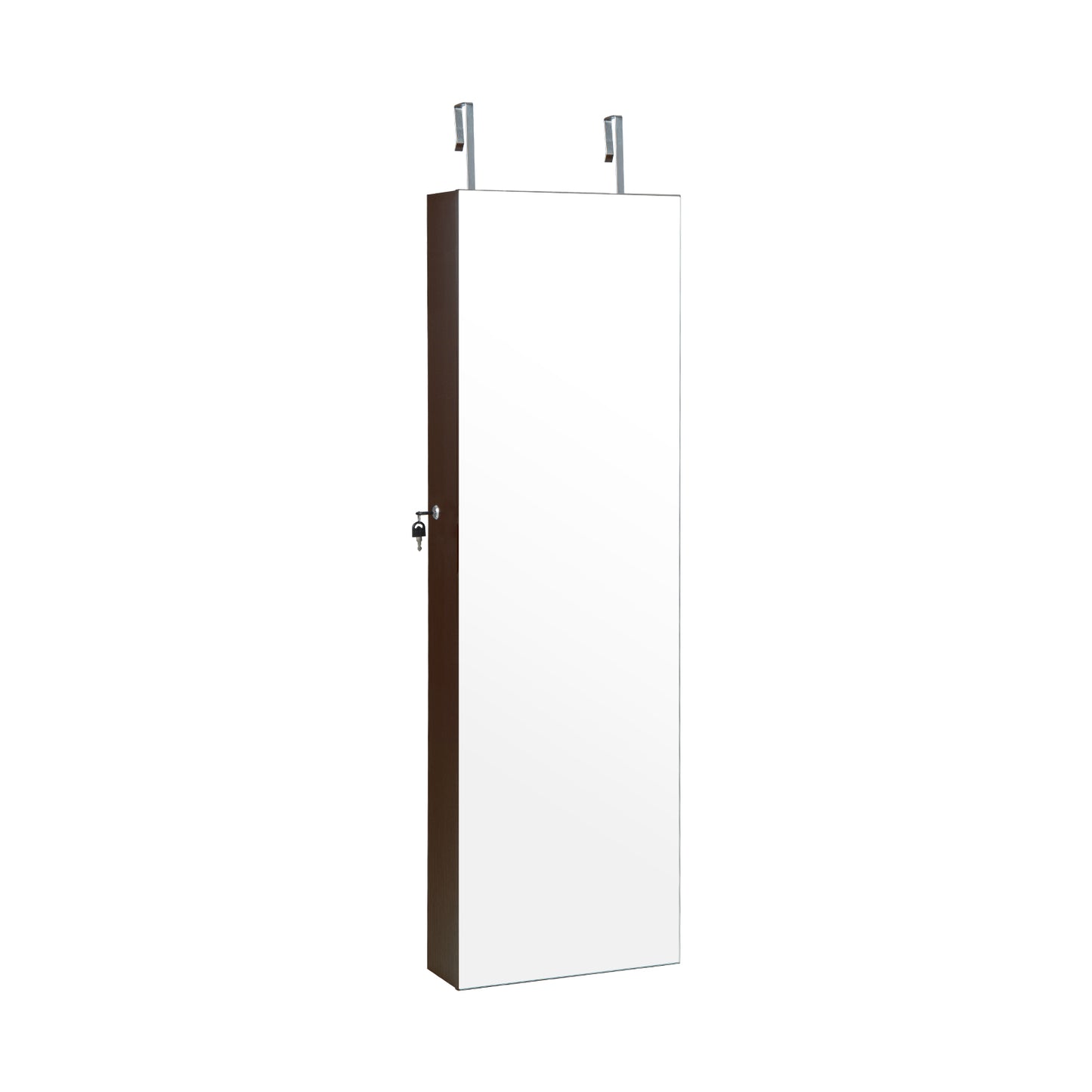 Wall Mounted Jewelry Cabinet with 3-Color Lights-Brown