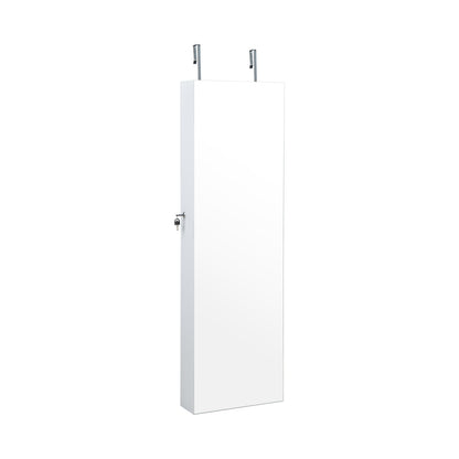 Wall Mounted Jewelry Cabinet with 3-Color Lights-White
