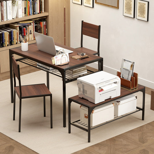 Industrial Style Rectangular Kitchen Table with Bench and Chairs