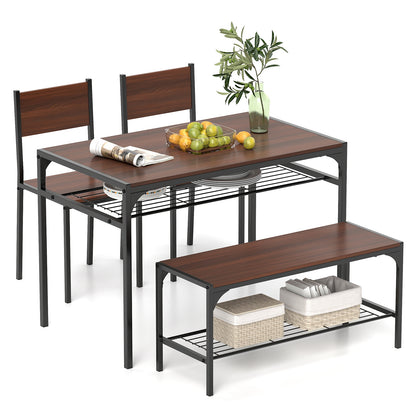 Industrial Style Rectangular Kitchen Table with Bench and Chairs