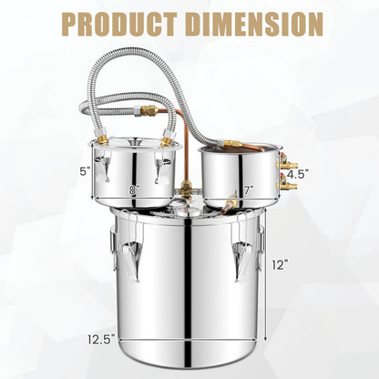 5/10 Gal 22/38 L Water Alcohol Distiller for DIY Whisky
