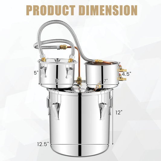 5/10 Gal 22/38 L Water Alcohol Distiller for DIY Whisky