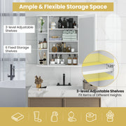 Multipurpose Mount Wall Mirror Bathroom Storage Cabinet-White