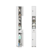 Freestanding Slim Bathroom Cabinet with Drawer and Adjustable Shelves-White