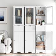 Tall Floor Storage Cabinet with 2 Doors and 1 Drawer for Bathroom-White