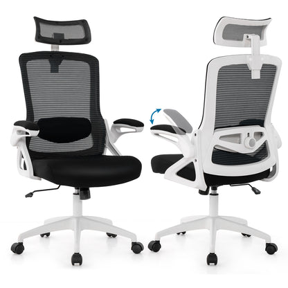 Adjustable Swivel Task Chair Ergonomic Office Chair with Adjustable Lumbar Support-White