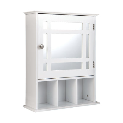 Wall Mounted and Mirrored Bathroom Cabinet-White - White