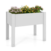 53L Raised Bed Grow Box Self-Watering Planter Box Stand with Water Level Monitor-Coffee - White