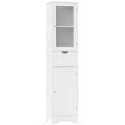Tall Floor Storage Cabinet with 2 Doors and 1 Drawer for Bathroom-White