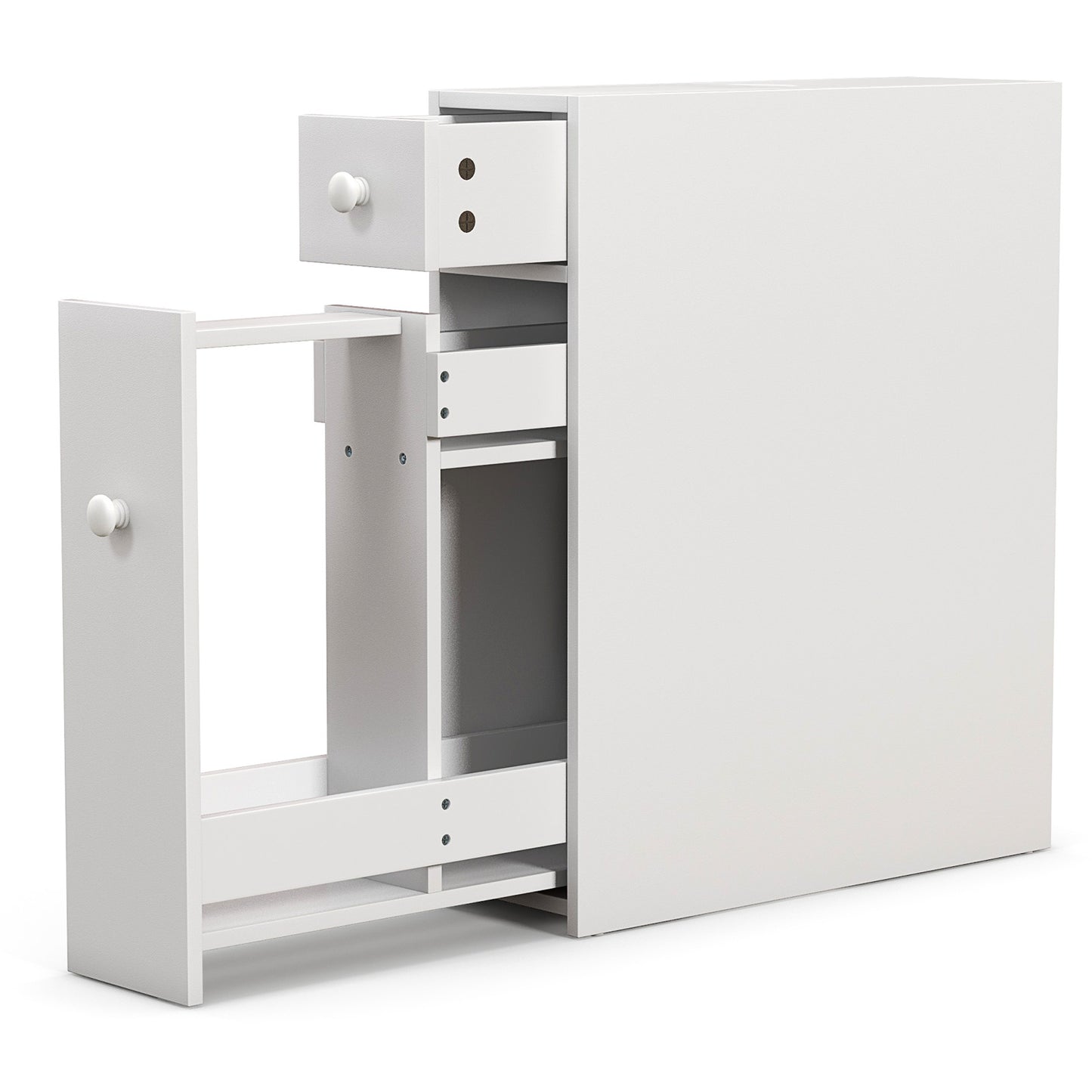 Black Bathroom Cabinet Space Saver Storage Organizer-Black - White