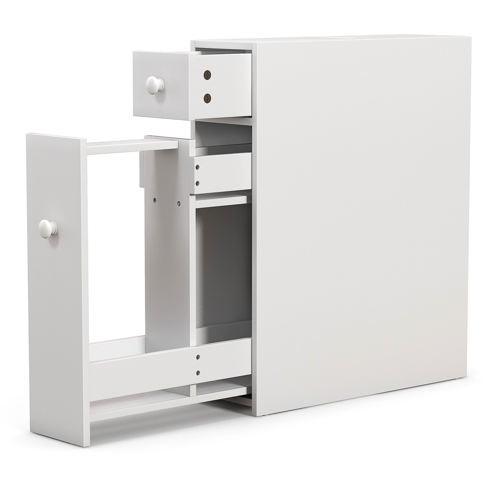 Black Bathroom Cabinet Space Saver Storage Organizer-Black - White