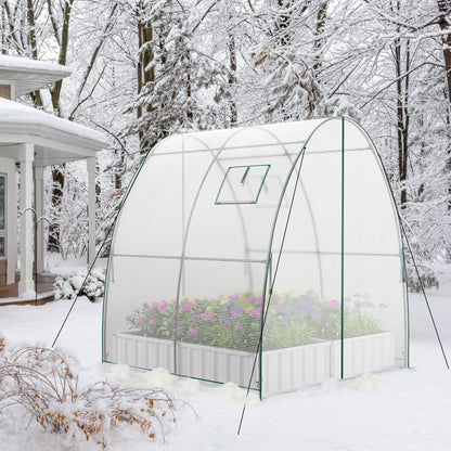 6 x 6 x 6.6 FT Outdoor Wall-in Tunnel Greenhouse-White