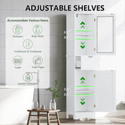 Tall Floor Storage Cabinet with 2 Doors and 1 Drawer for Bathroom-White