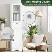 Tall Floor Storage Cabinet with 2 Doors and 1 Drawer for Bathroom-White