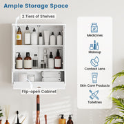 Double Door Wall-Mounted Bathroom Mirrored Medicine Cabinet-White