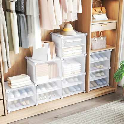 12-Cube 48 Pairs Portable Shoe Shelves with Hook