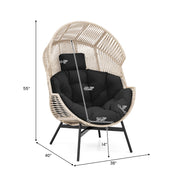 Wicker Oversized Egg Style Chair with Cushions and Headrest