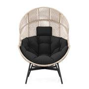 Wicker Oversized Egg Style Chair with Cushions and Headrest