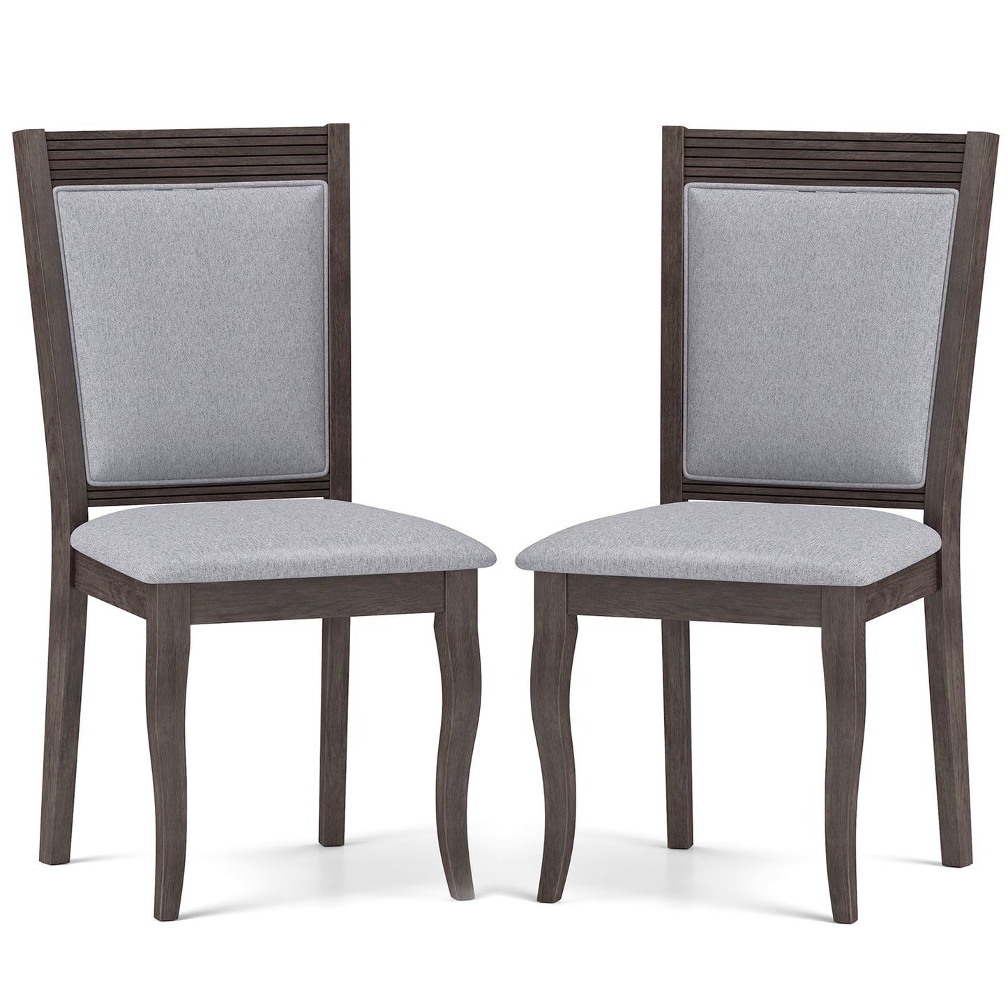 Wood Dining Chairs Set of 2 with Rubber Wood Frame and Padded Seat-Brown