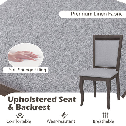 Wood Dining Chairs Set of 2 with Rubber Wood Frame and Padded Seat-Brown