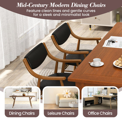 Wooden Dining Chair Set of 2 with Padded Seat and Back