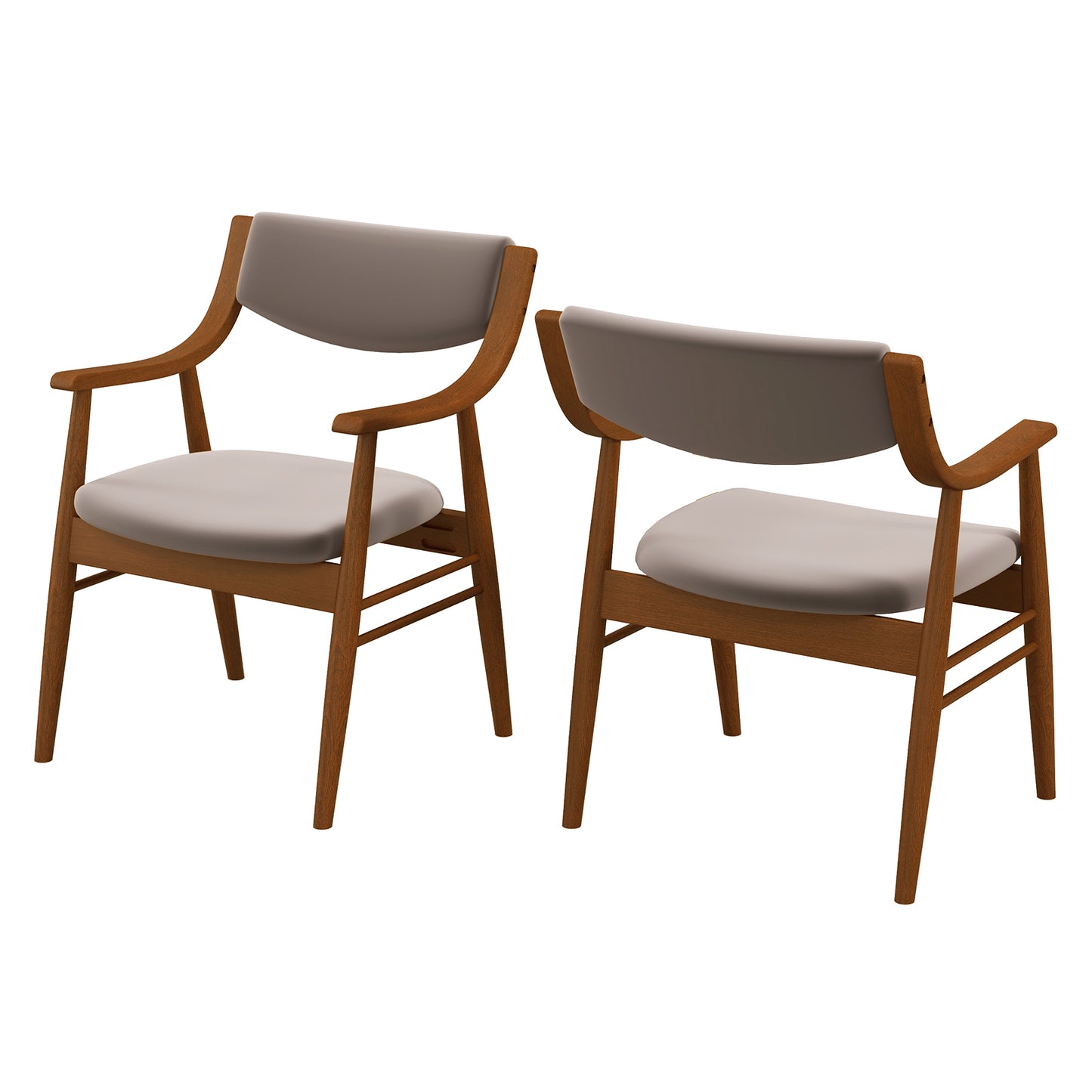 Wooden Dining Chair Set of 2 with Padded Seat and Back-Walnut - Walnut