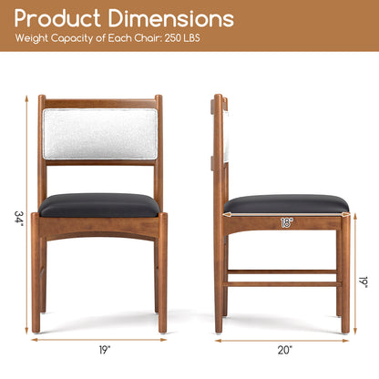 Wooden Dining Chair Set of 2 with Rubber Wood Frame and Faux Sherpa Backrest-Walnut