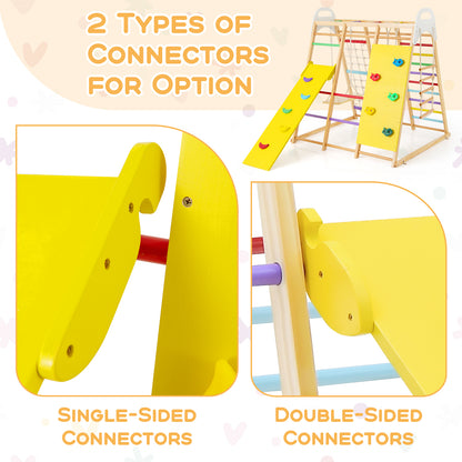 8-in-1 Wooden Jungle Gym Playset with Slide and Monkey Bars