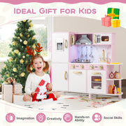 Wooden Kitchen Playset with Ice Maker and Sounds for Ages 3+-Pink