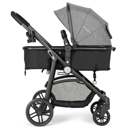 2-in-1 Foldable Pushchair Newborn Infant Baby Stroller-Pink - Gray