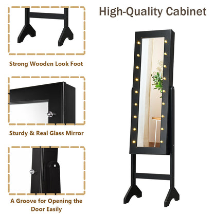 Mirrored Jewelry Cabinet Armoire Organizer w/ LED lights
