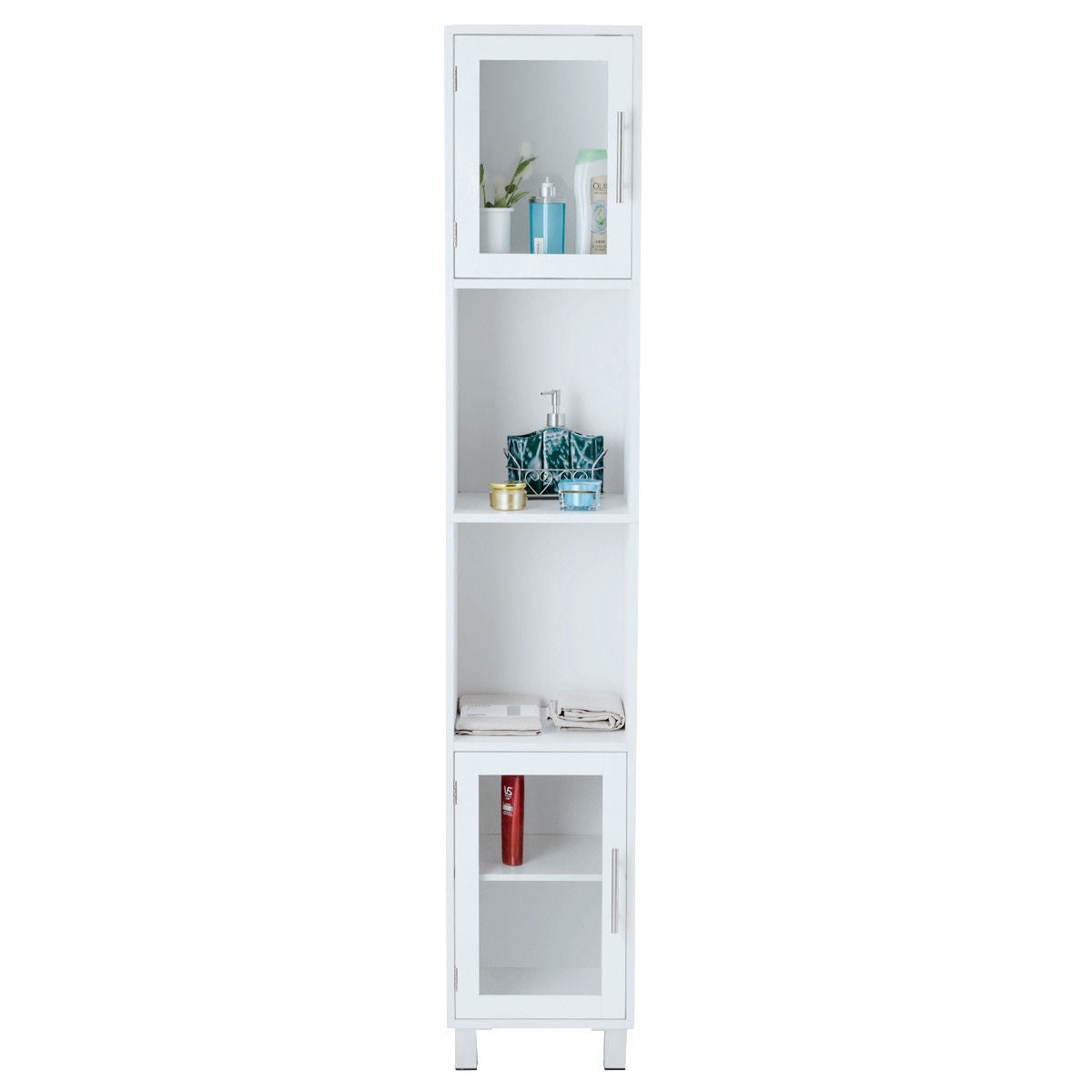 71 Inch Height Wooden Organizer Bathroom Tall Tower Storage Cabinet Unit