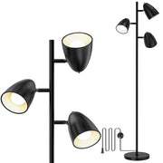 Black Tree Standing Floor Lamp Metal 3 Color Temperature Reading LED Bulb Light