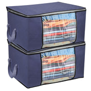 2Pcs 90L Large Foldable Clothes Navy Blue Storage Bag